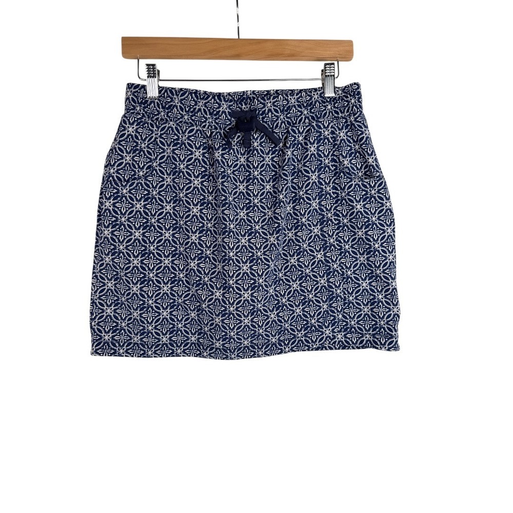 Talbots Printed Lightweight Stretch Woven Geo Skort size Small Blue/White‎